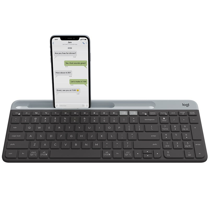 Logitech K580 Unifying Slim Easy Switch Multi-Device Wireless Keyboard - 18 months Battery Life, Mac/iOS/Andriod/Windows, Bluetooth + USB - Graphite Logitech K580 Unifying Slim Easy Switch Multi-Device Wireless Keyboard - 18 months Battery Life, Mac/iOS/Andriod/Windows, Bluetooth + USB - Graphite